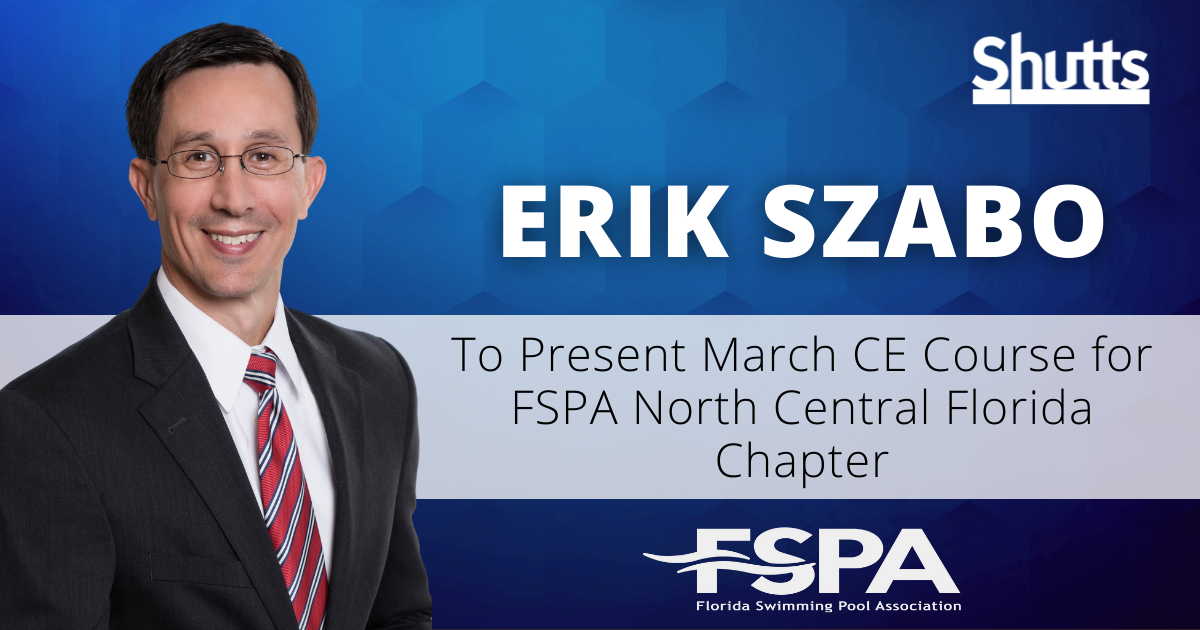 Erik Szabo to Present March CE Course for FSPA North Central Florida